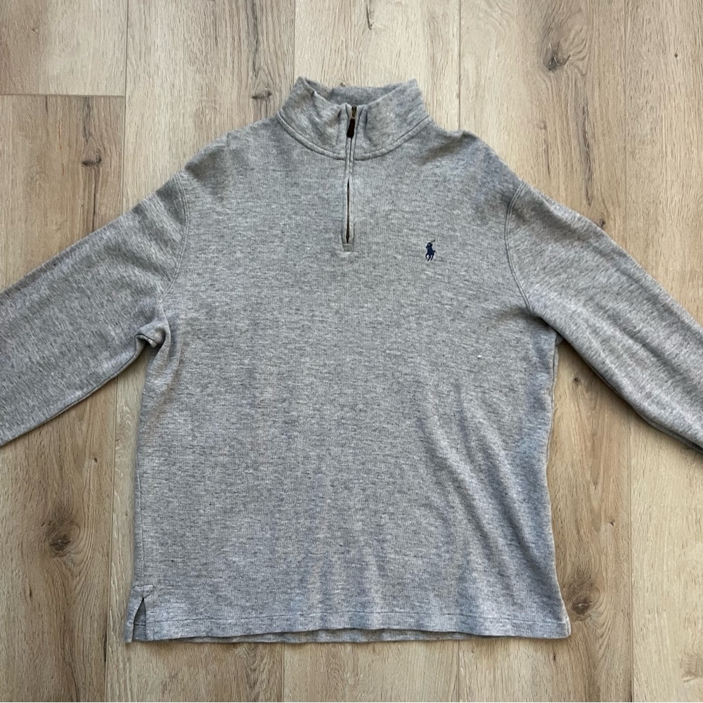Polo Ralph Lauren Men’s Estate-Rib Cotton Quarter-Zip Pullover Size Large Grey